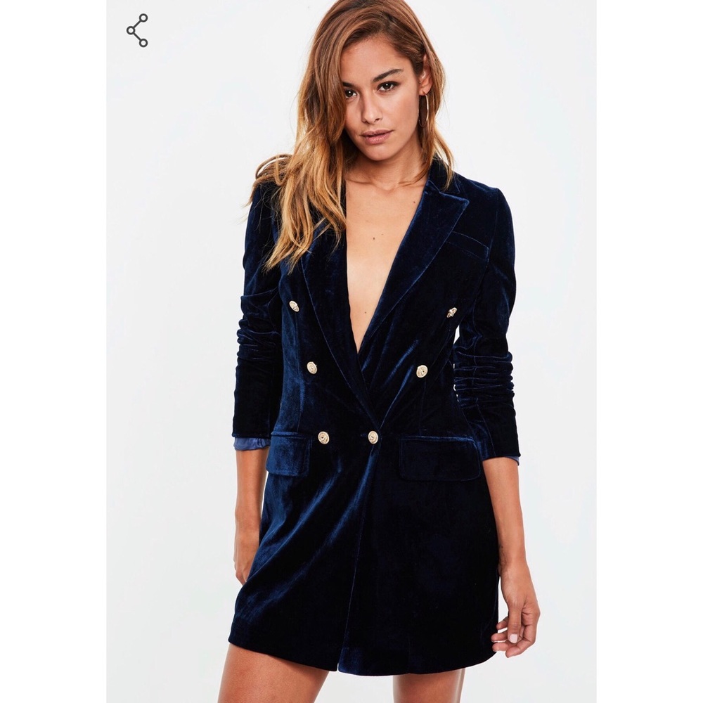 Suede double breasted blazer dress